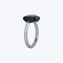 Contemporary 18K White Gold Emerald Cut Diamond Onyx Ring