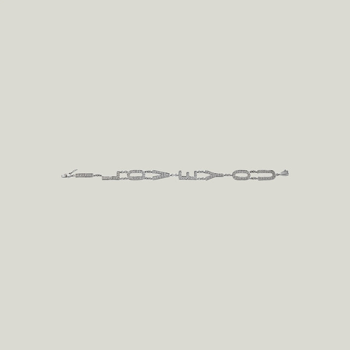 1970s 14K White Gold Diamond "I Love You" Bracelet