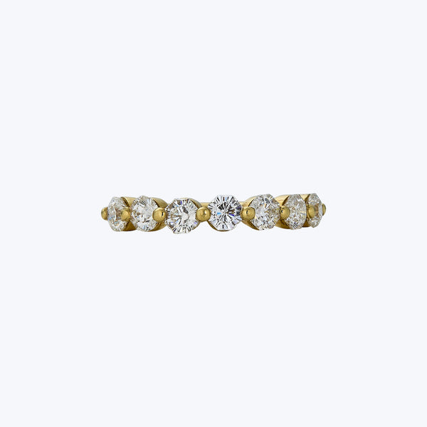 Contemporary 18K Yellow Gold Octagonal Cut Diamond Half-Hoop Band