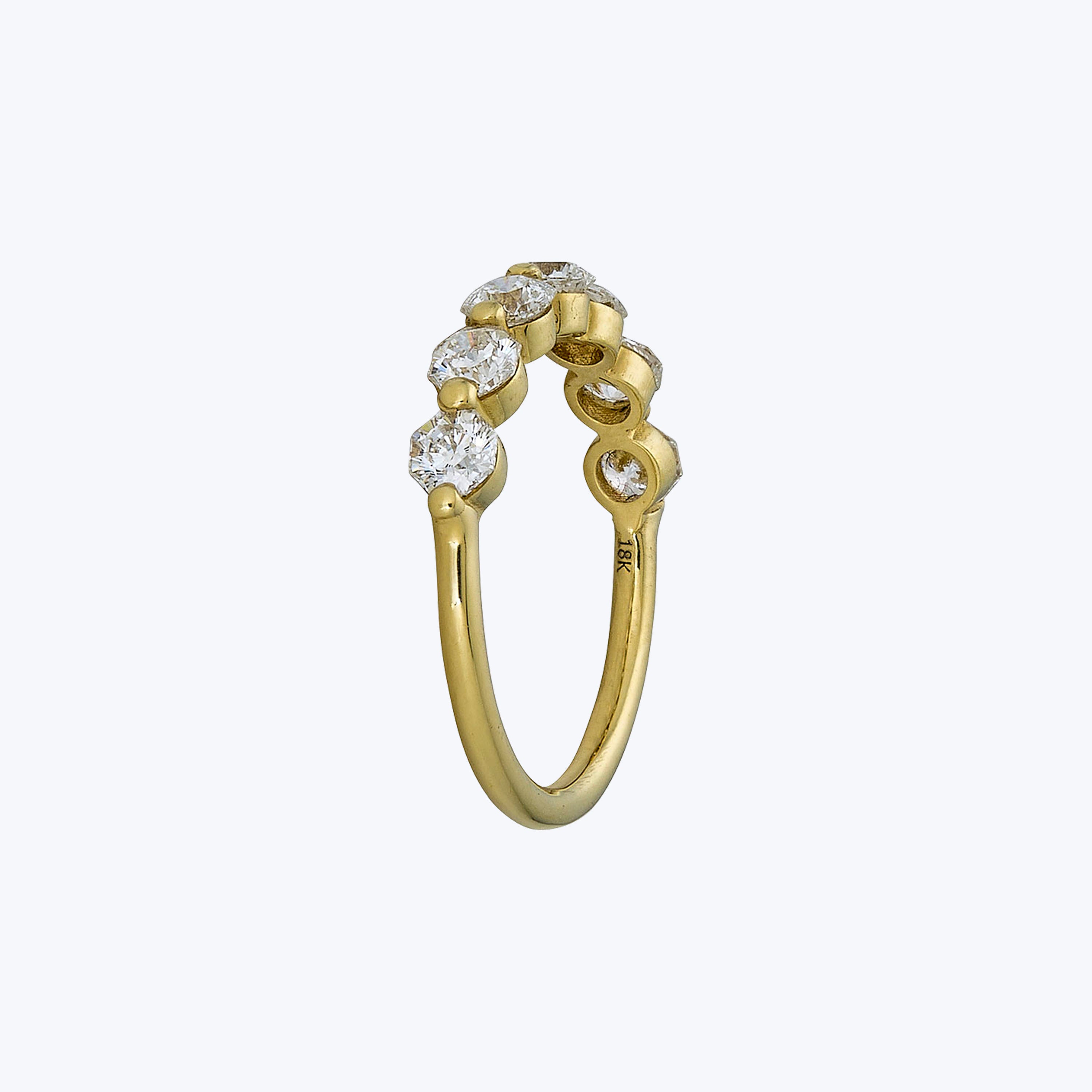 Contemporary 18K Yellow Gold Octagonal Cut Diamond Half-Hoop Band