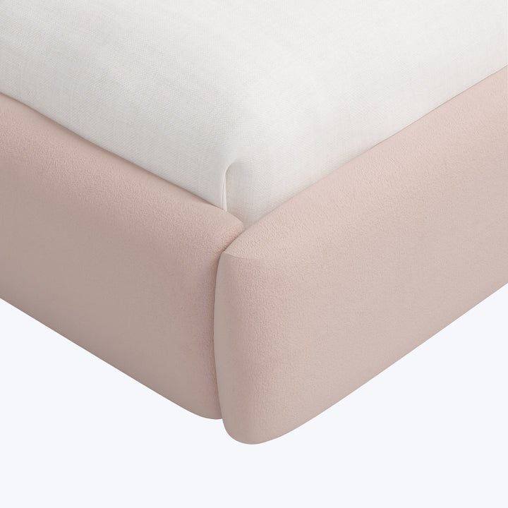 Emme Tall Platform Bed Velvet Blush / Twin