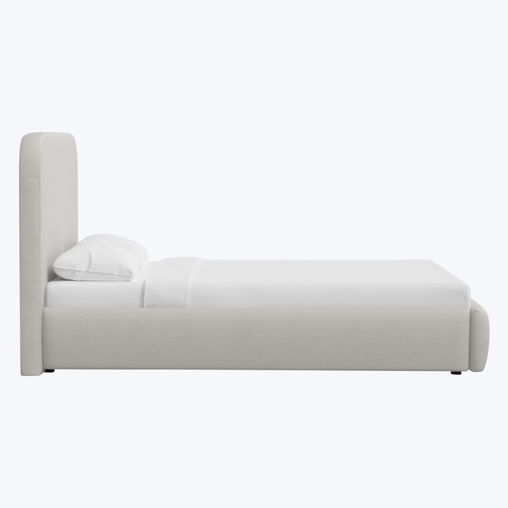 Emme Tall Platform Bed Velvet Light Gray / Twin