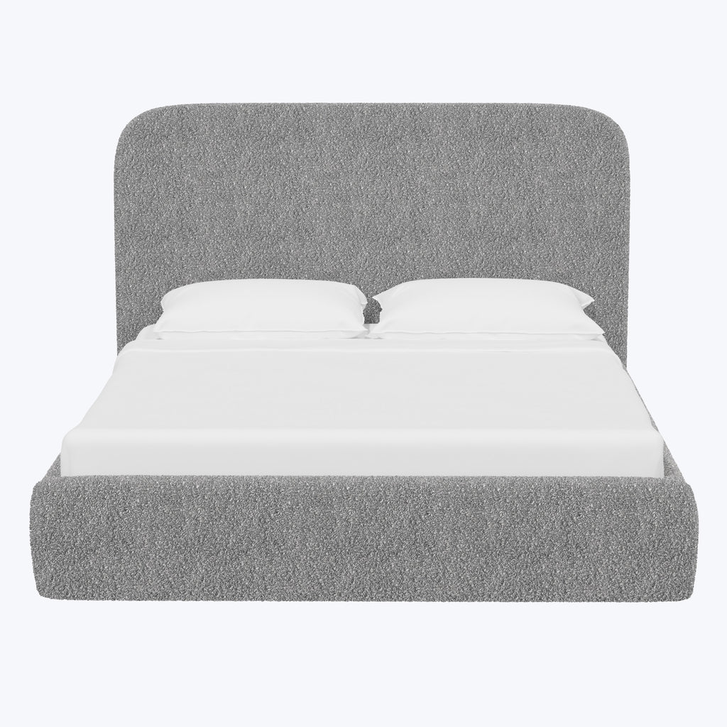 Emme Tall Platform Bed Boucle Grey / Twin