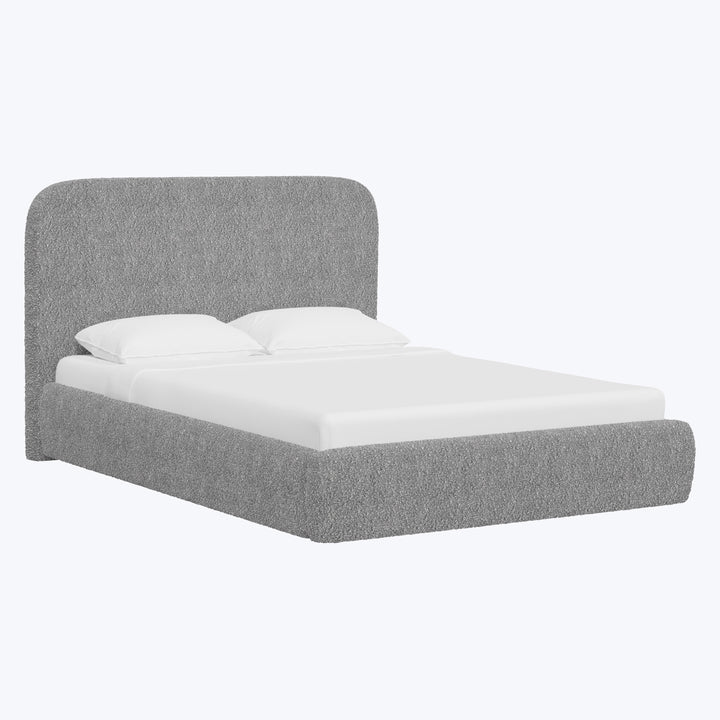 Emme Tall Platform Bed Boucle Grey / Twin