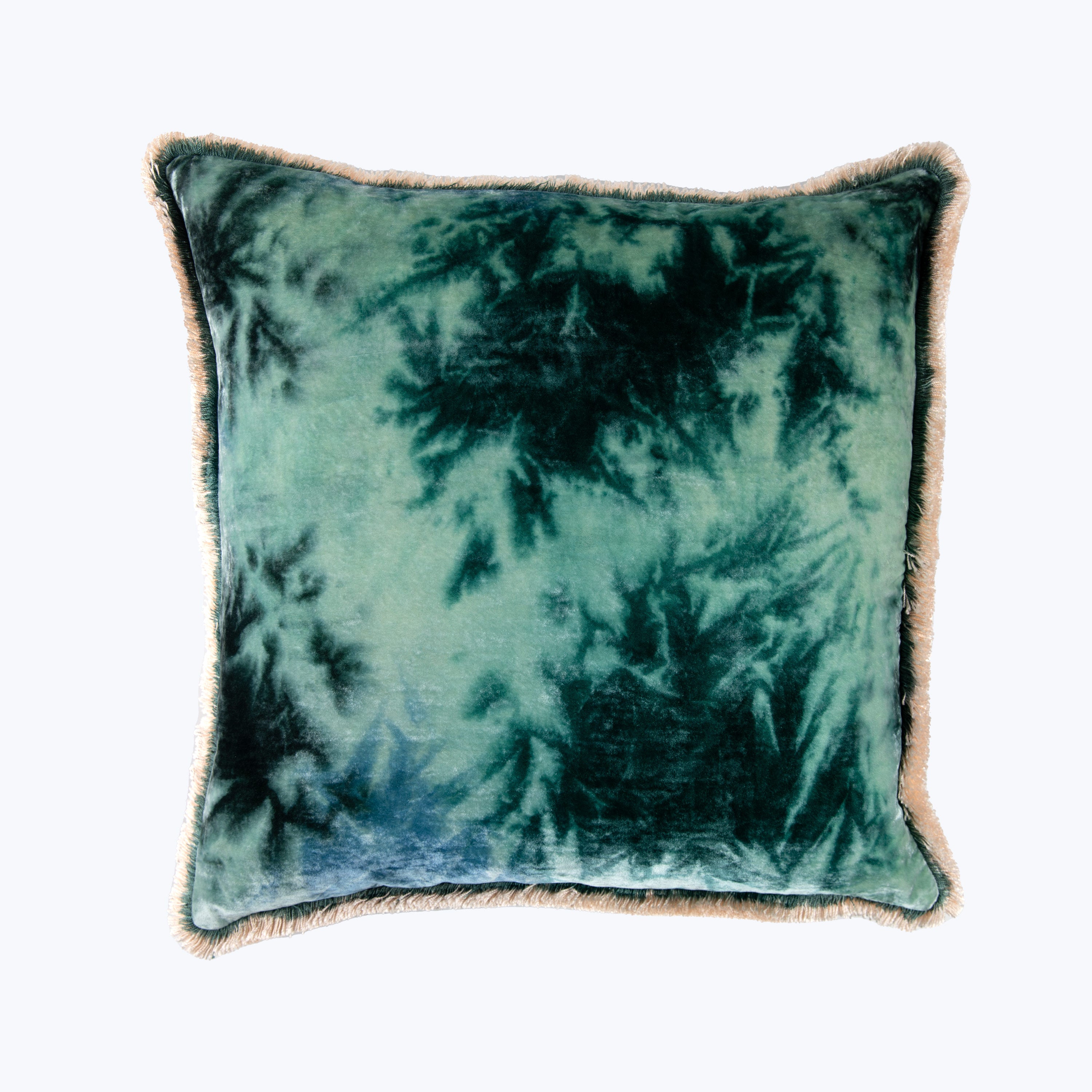 Silk Velvet Shaded Indigo Fringe Pillow