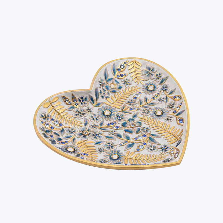 Aria Floral Heart Trinket Tray, Blue