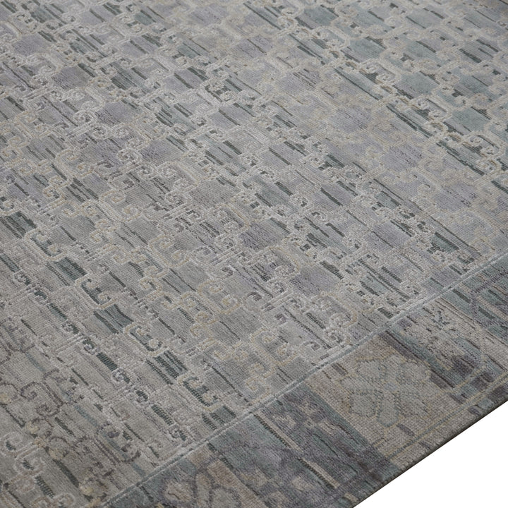 Grey Traditional Silk Rug - 9' x 12'