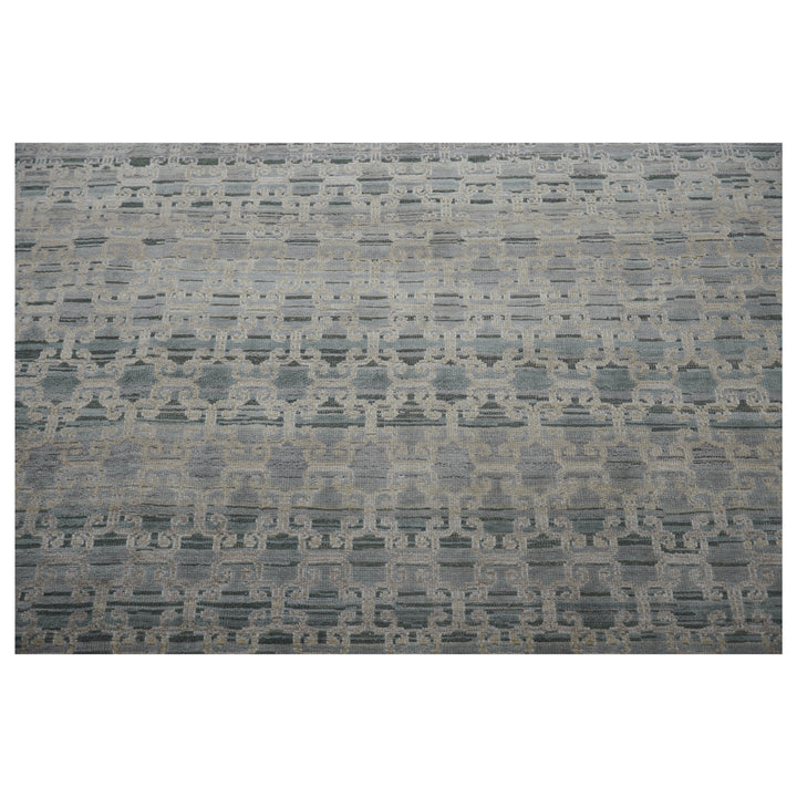 Grey Traditional Silk Rug - 9' x 12'