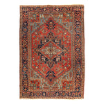 Red Antique Persian Heriz Wool Rug - 8' x 11'3"
