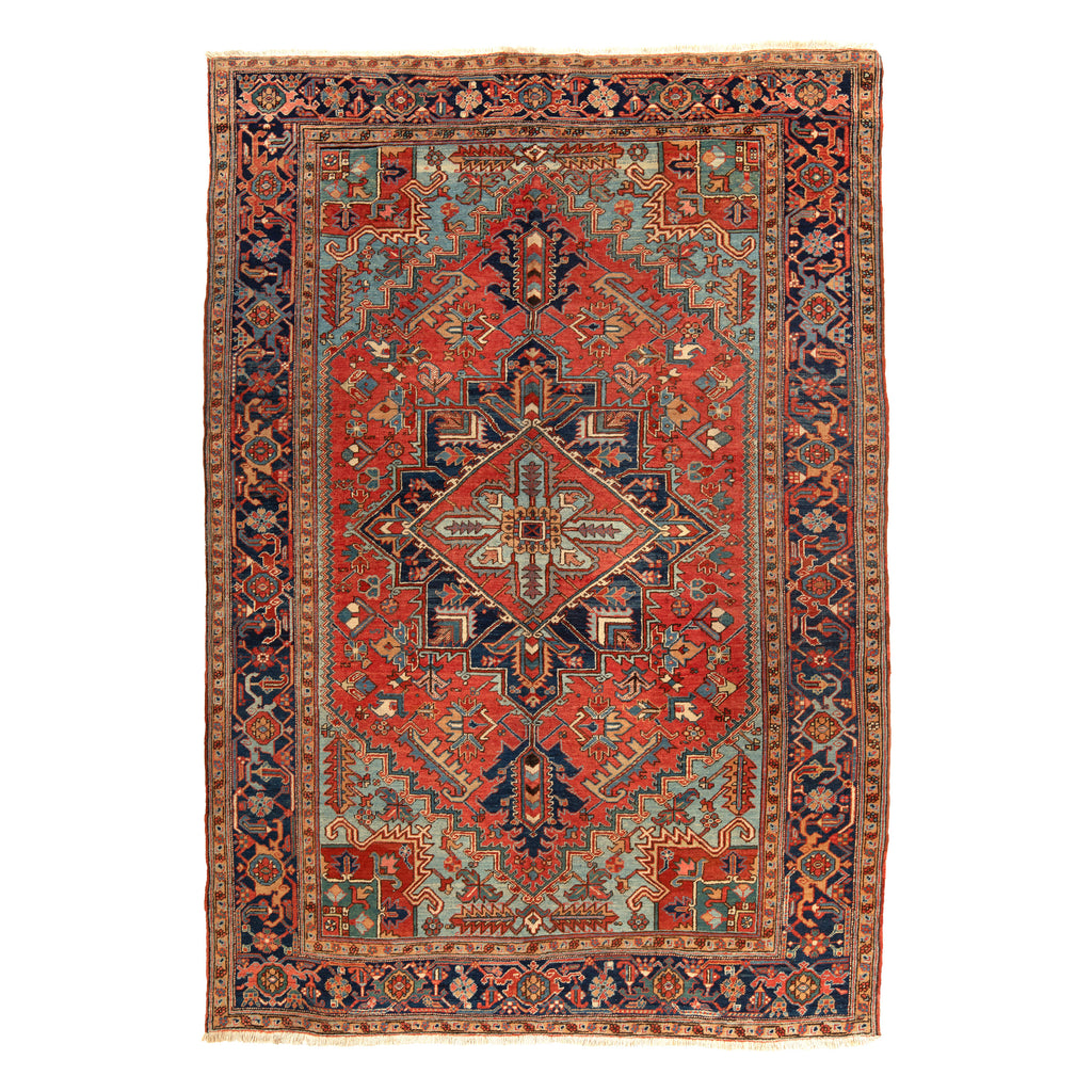 Red Antique Persian Heriz Wool Rug - 8' x 11'3"