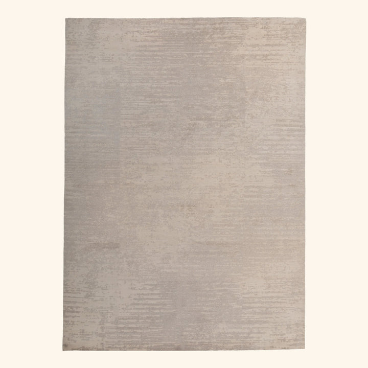 Grey & White Contemporary Tibetan Silk Wool Blend Rug