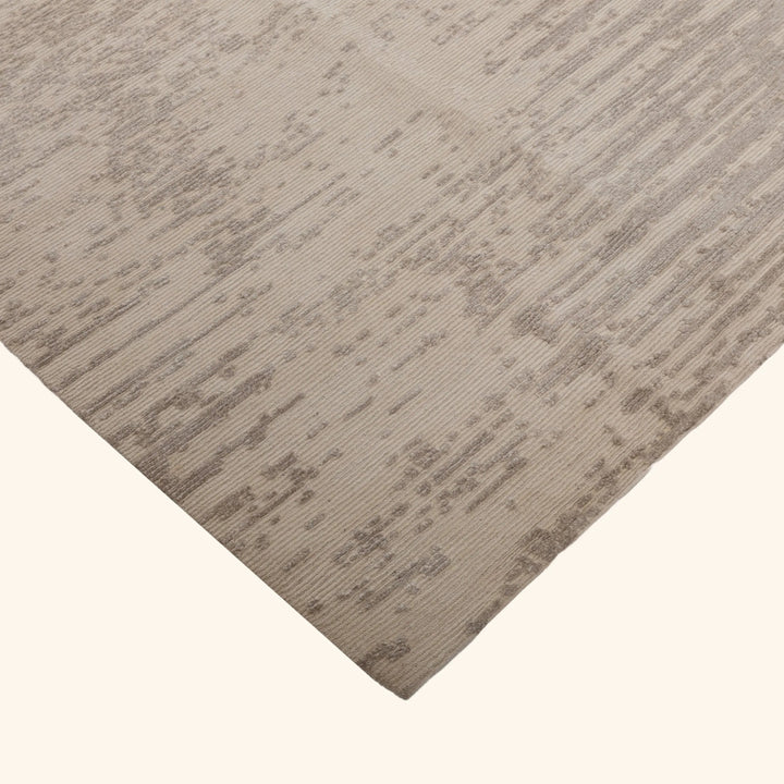 Grey & White Contemporary Tibetan Silk Wool Blend Rug