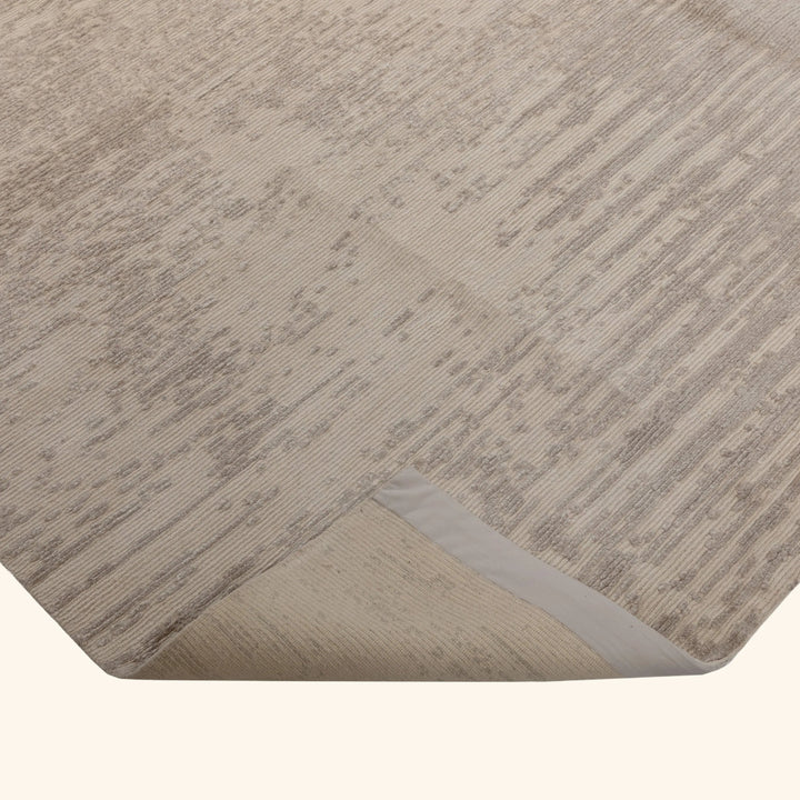 Grey & White Contemporary Tibetan Silk Wool Blend Rug
