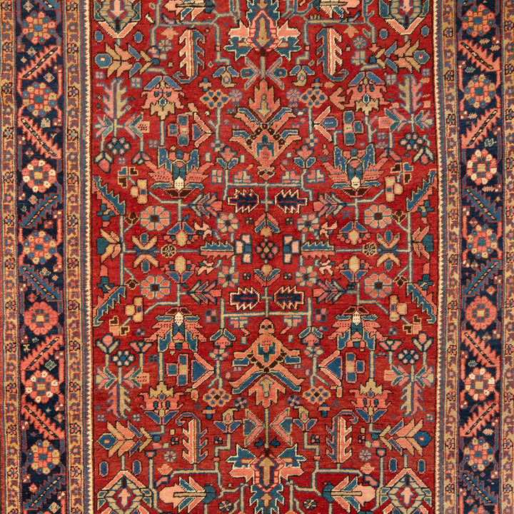 Red Antique Persian Heriz Wool Rug - 6'5" x 9'