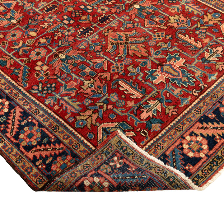 Red Antique Persian Heriz Wool Rug - 6'5" x 9'