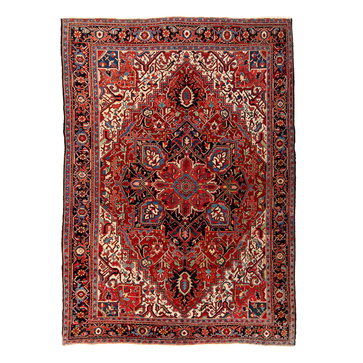 Red Antique Persian Heriz Wool Rug - 8'6" x 11'2"