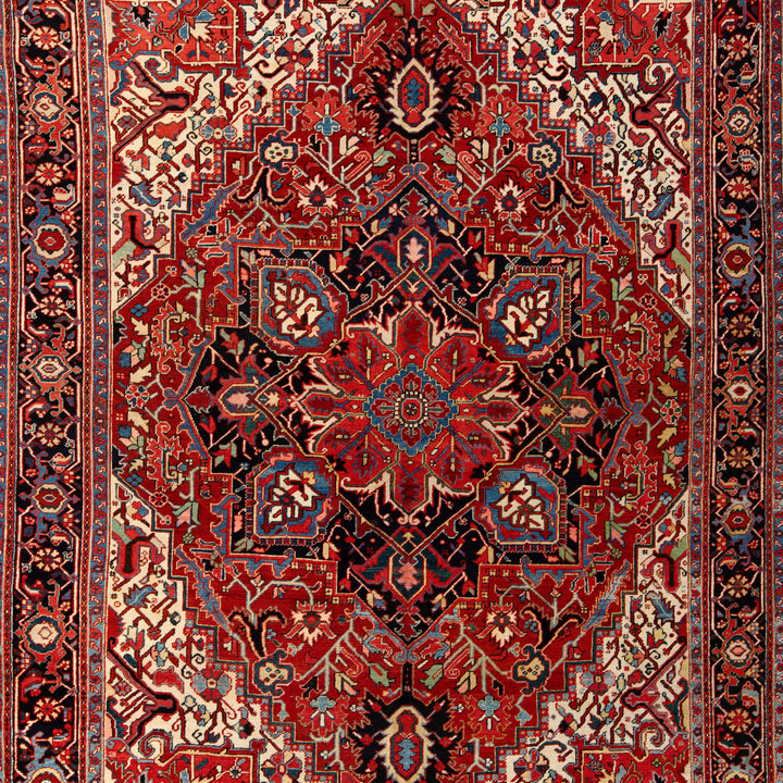 Red Antique Persian Heriz Wool Rug - 8'6" x 11'2"