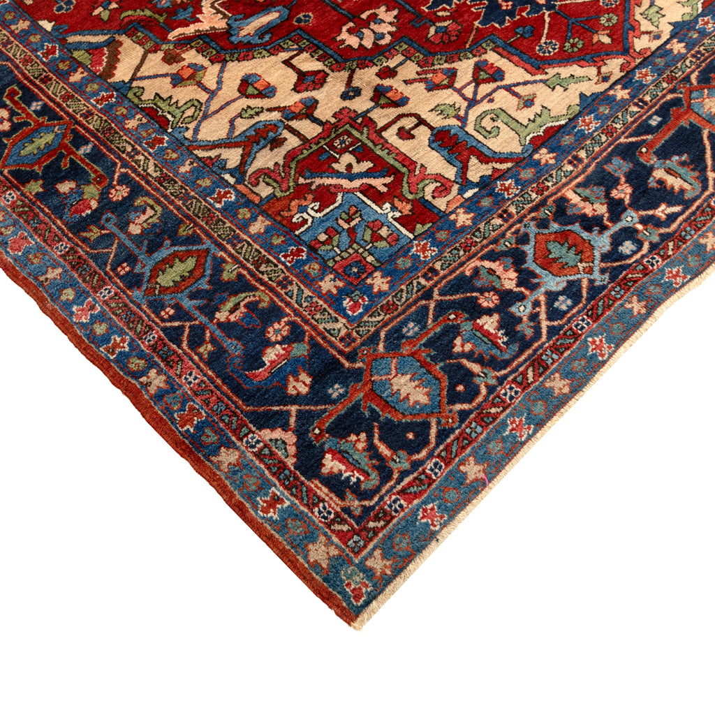 Red Antique Persian Heriz Wool Rug - 7'7" x 11'1"