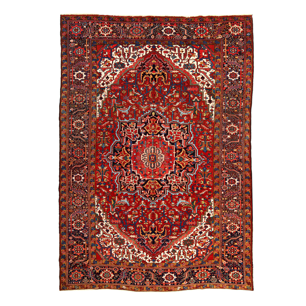 Red Antique Persian Heriz Wool Rug - 8'3" x 11'4"