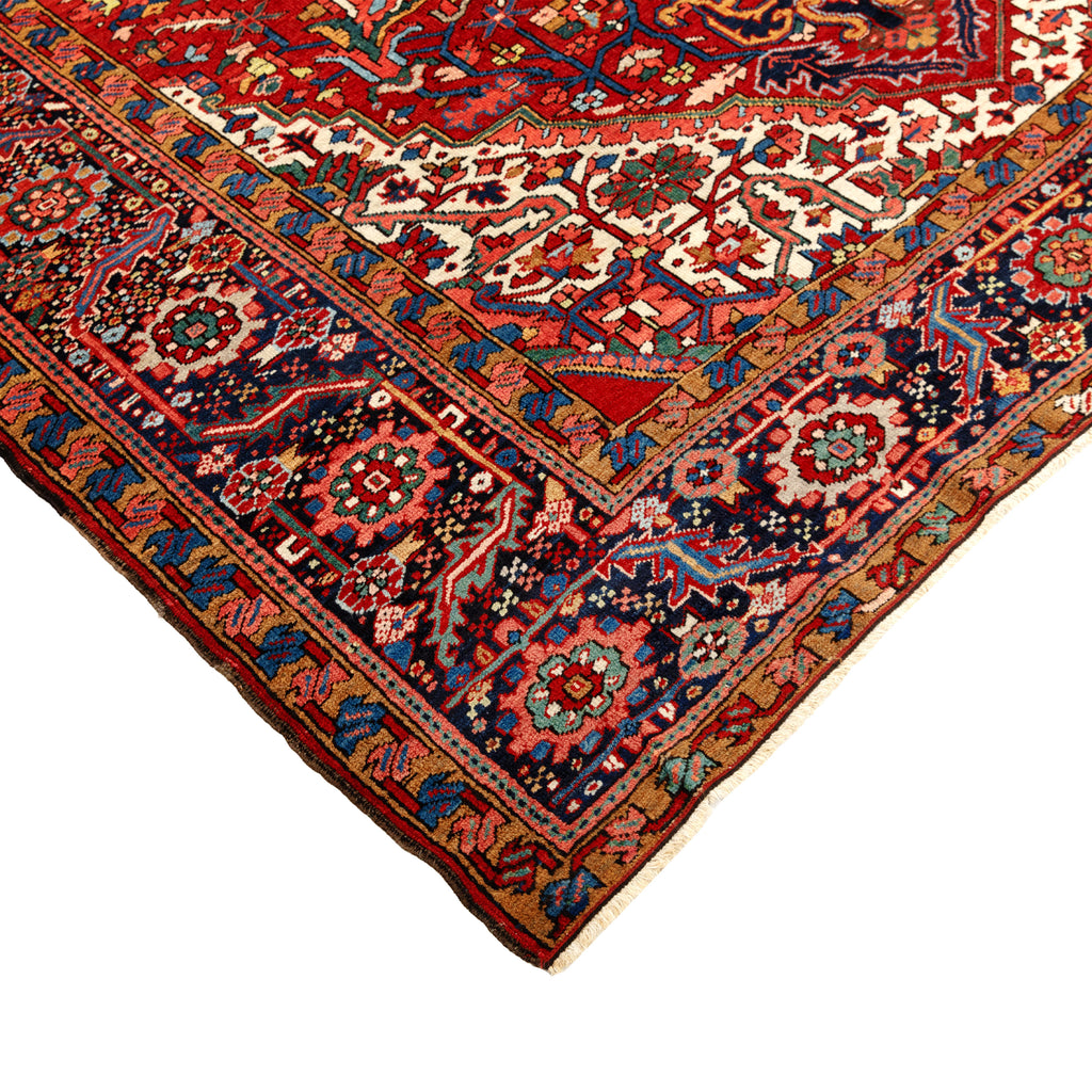 Red Antique Persian Heriz Wool Rug - 8'3" x 11'4"