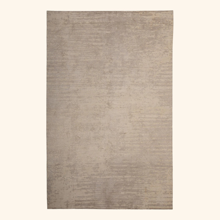 Grey & White Contemporary Tibetan Silk Wool Blend Rug