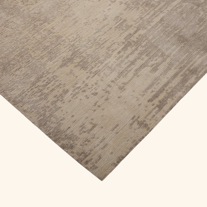 Grey & White Contemporary Tibetan Silk Wool Blend Rug