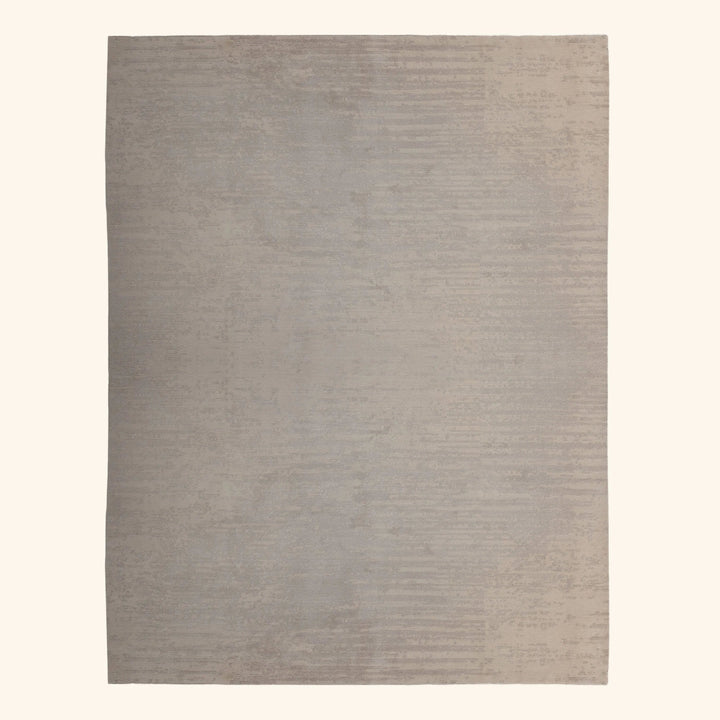 Grey & White Contemporary Tibetan Silk Wool Blend Rug