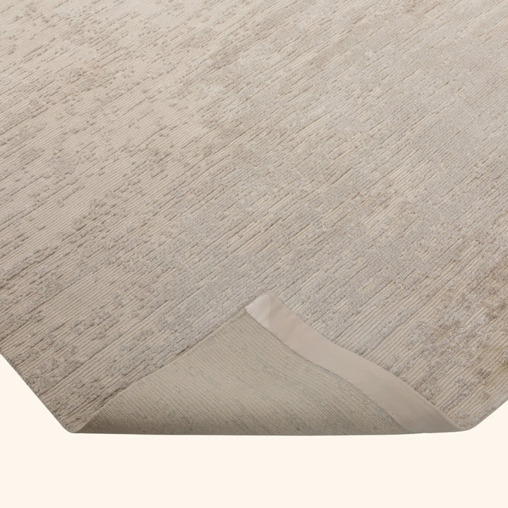 Grey & White Contemporary Tibetan Silk Wool Blend Rug