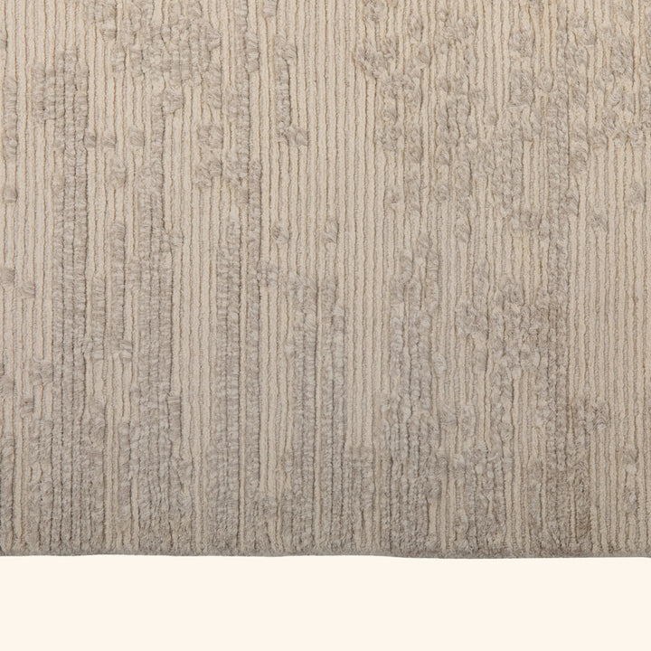 Grey & White Contemporary Tibetan Silk Wool Blend Rug