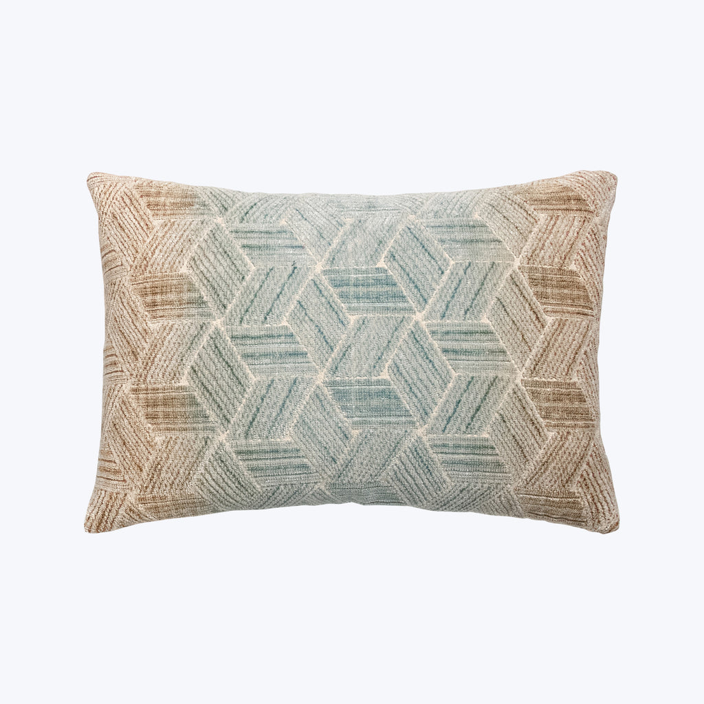 Entwined Woven Jacquard Lumbar Pillow Agave 14" x 20"