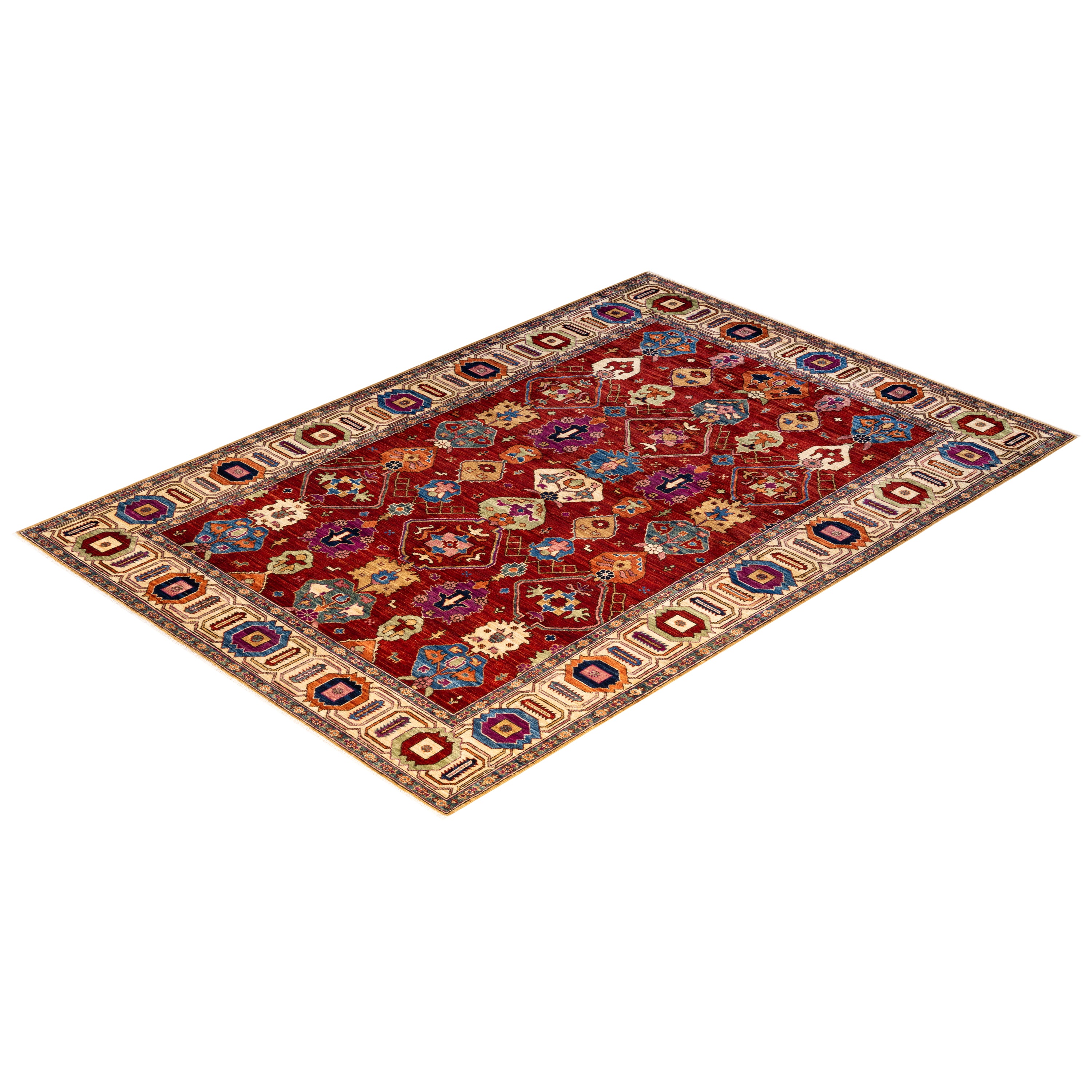 Traditional Serapi Wool Rug - 6' 5" x 9' 4"