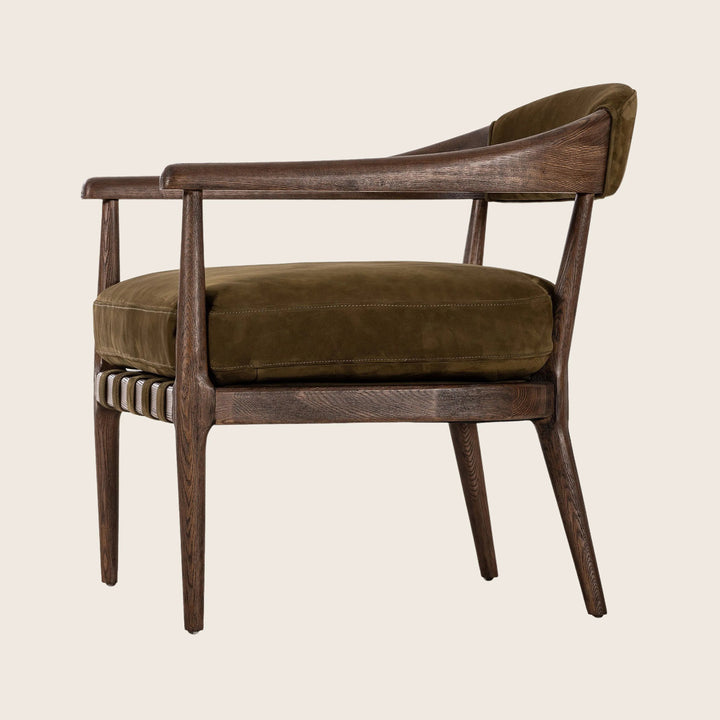 Houston Dane Leather Chair Nubuck Moss