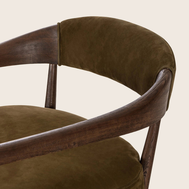 Houston Dane Leather Chair Nubuck Moss