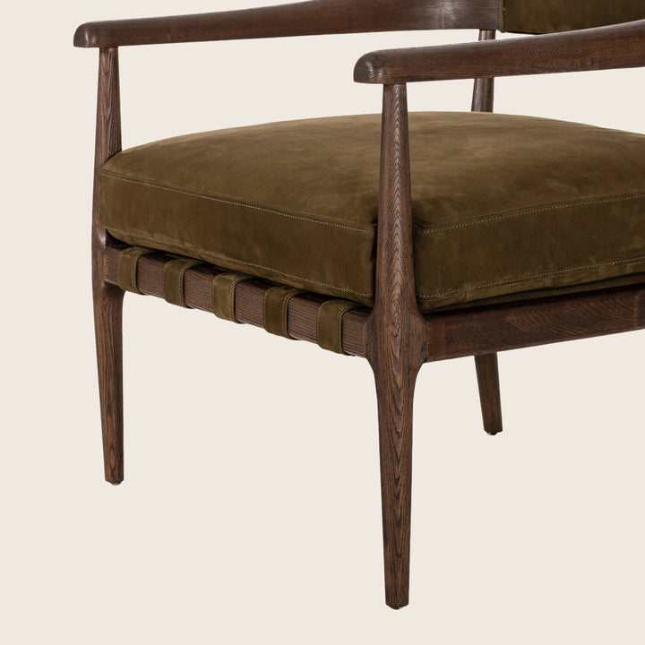 Houston Dane Leather Chair Nubuck Moss