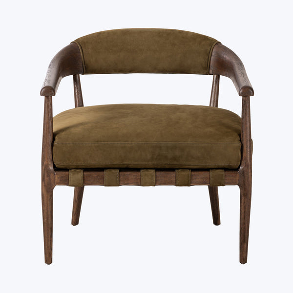 Houston Dane Leather Chair Nubuck Moss