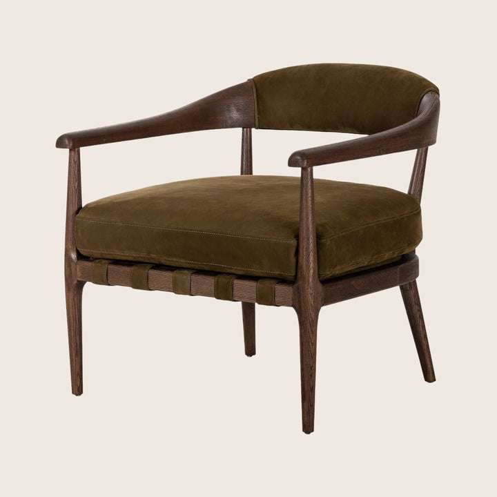 Houston Dane Leather Chair Nubuck Moss
