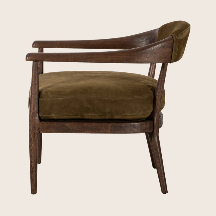 Houston Dane Leather Chair Nubuck Moss