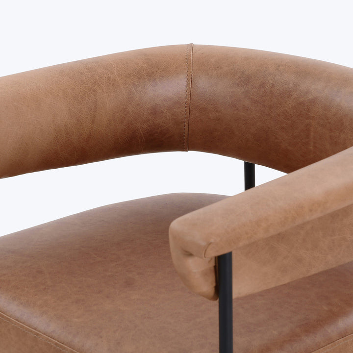 Houston Slim Leather Dining Chair Brown