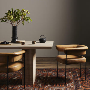Houston Slim Leather Dining Chair Brown - hover