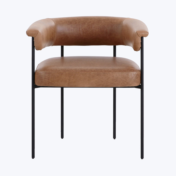 Houston Slim Leather Dining Chair Brown