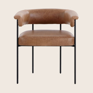 Houston Slim Leather Dining Chair Brown