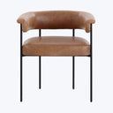 Houston Slim Leather Dining Chair Brown
