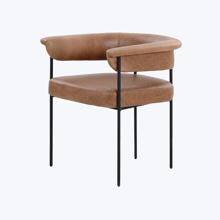 Houston Slim Leather Dining Chair Brown