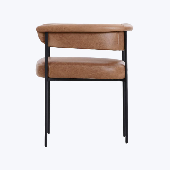 Houston Slim Leather Dining Chair Brown