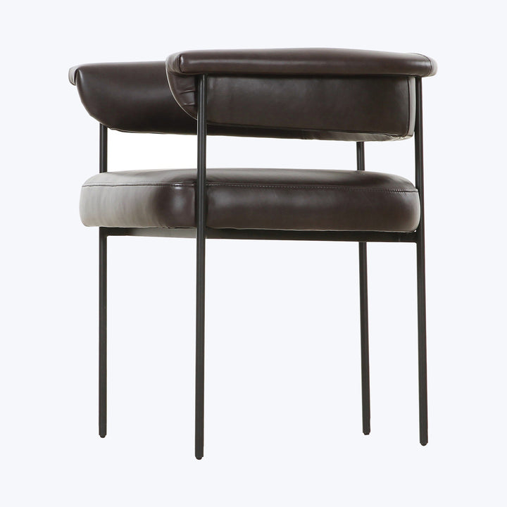 Houston Slim Leather Dining Chair Black