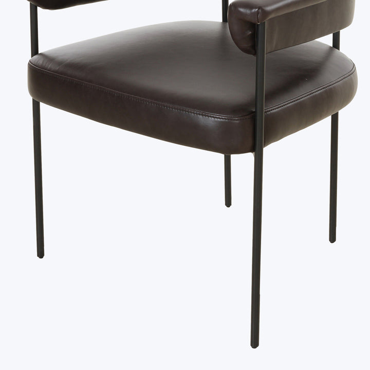 Houston Slim Leather Dining Chair Black