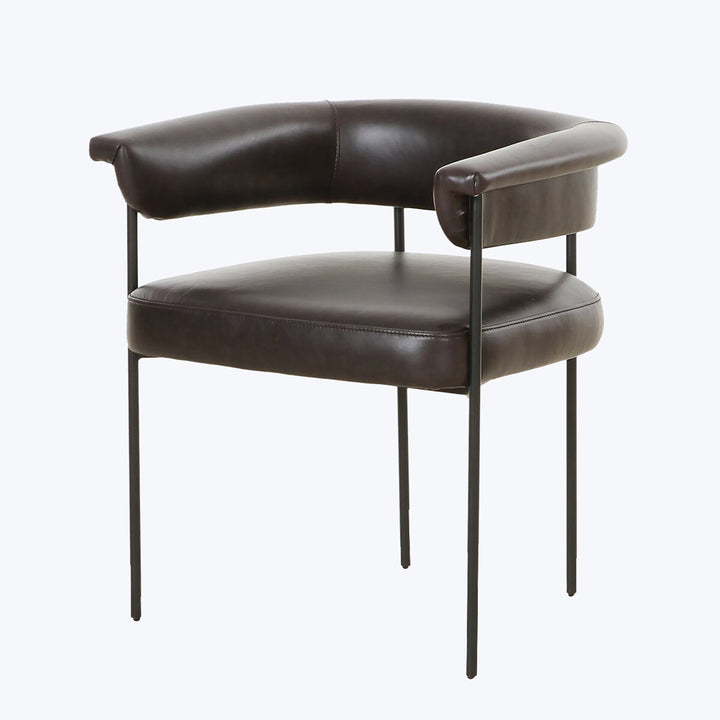 Houston Slim Leather Dining Chair Black