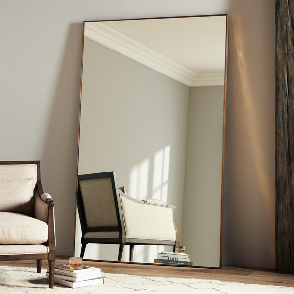 Houston Georgina Rectangle Floor Mirror Polished Brass