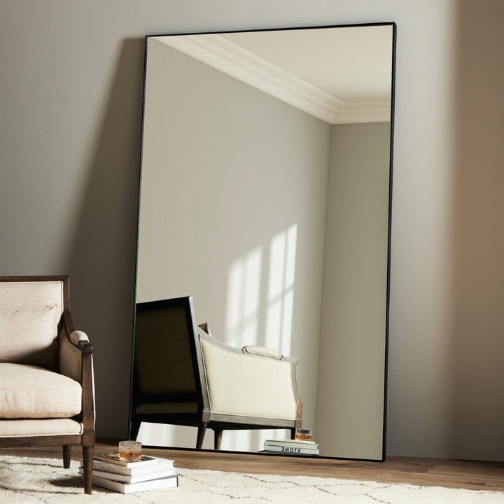 Houston Georgina Rectangle Floor Mirror Matte Black Iron