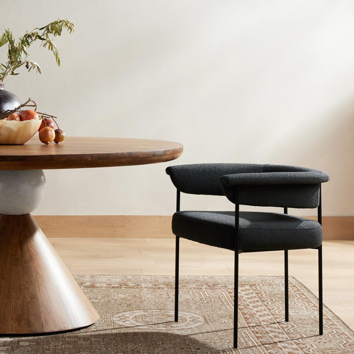 Houston Slim Boucle Dining Chair Charcoal